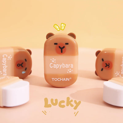 4 Pcs Cute 2-in-1 Pencil Sharpener & Eraser - Cartoon Cpaybara Pencil Sharpener Small Manual Pencil Sharpeners Kawaii Plastic Sharpeners for Girls Women Boys School Office Supplies (Capybara)