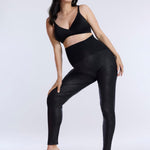 Motherhood Maternity Women's Essential Stretch Full Length Secret Fit Over The Belly Pregnancy Legging, Black Coated, X-Small