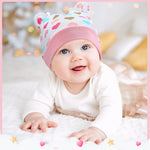Geyoga 6 Pieces Newborn Baby Hat Bear Ears Infant Caps Baby Boy Girl Toddler Hats Infant Beanie Caps for 0-3 Months(Pink Series,Cute)