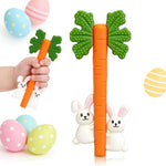 Easter Baby Teething Toys Silicone Carrot Rabbit Hollow Teething Tubes -Sensory Chew Toys Over 3 Months - Teether Straws for Teething Relief -BPA Free Infant Toys Baby Shower Gifts Baby Essentials (1)