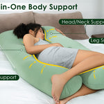 QUEEN ROSE Cooling Pregnancy Pillows, U Shaped Full Body Maternity Pillow for Pregnant Support, Green
