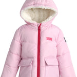 DKNY Infant Toddler Baby Girls' Winter Jacket - Fleece Lined Quilted Bubble Puffer Parka Coat for Girls (Sizes:12M-4T), Size 24 Months, Rose Pink