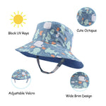 XIAOHAWANG Baby Boy Bucket Toddler Kids Sun Hat UPF 50+ Wide Brim Outdoor Beach Caps Play hat (Octopus, S(6-12 Months))