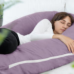 Meiz U Shaped Pregnancy Pillows for Sleeping, 65" Maternity Pillow for Full Body Support, Cooling Pregnancy Pillow with Jersey Cover, Purple