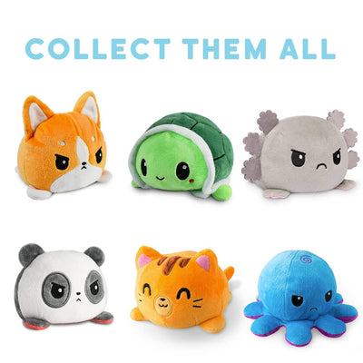 TeeTurtle - The Original Reversible Octopus Plushie - Happy Blue + Sad Light Blue - Cute Sensory Fidget Stuffed Animals That Show Your Mood 4 inch