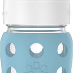 Lifefactory 8-Ounce Wide Neck Glass Baby Bottle with Protective Silicone Sleeve and Sippy Spout, Denim (LG2251WDE4)