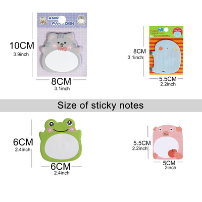 32 Pads Cute Sticky Notes, Animal Sticky Notes Self Adhesive Cartoon Notes Memo Pads Notes Page School Tab for School Office Supplies