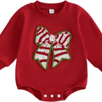 Baby Girl Boy Christmas Clothes Letter Print Sweatshirt Romper Infant Long Sleeve Bubble Romper Winter Outfit