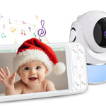 Buradin Baby Monitor, 5'' Screen with 32 Hours 5000mAh Battery, Pan-Tilt-Zoom Video 1080P Baby Monitor with Camera and Audio, Night Vision, VOX, 2-Way Talk, 8 Lullabies and 1200ft Range No WiFi