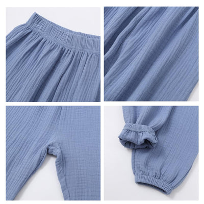 GFQLONG 4 Pack Toddler Boys Girls Cotton Linen Plain Pants Harem Trousers Casual Basic Elastic Loose Summer Spring Bloomers,4PCS-Blue,3T
