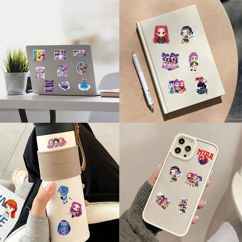 110Pcs Cute Anime Stickers, Cartoon PVC Movie Decals, Perfect for Laptop, Phone Case, Helmet, Water Bottle, Travel Case, Guitar, Ideal Gift for Adults