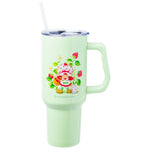 Silver Buffalo Strawberry Shortcake Life is Delicious Flowers Vintage Stainless Steel Tumbler with Handle and Straw, Fits in Standard Cup Holder, 40 Ounces