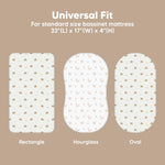 2-Pack Baby Bassinet Sheets Girl, Boy - 33x17 Viscose Derived from Bamboo Bedside Mattress Fitted Bassinet Sheets, Compatible with Halo Bassinest Swivel Sleeper, Baby Delight, Graco(Nibbles/Bruce)