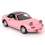 Guarsiliymi 1:24 Scale Car Model Compatible for Collectible MX-5 Toy Vehicle, Zinc Alloy Pull Back Toy Car with Sound and Light for Kids Adults, Birthday Gift Pink