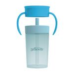 Dr. Brown's Milestones Straw to 360 Convertible Toddler Training Cup Set, 10 oz/300 mL, Interchangeable Silicone Straw and 360 Lids, Blue Ocean, BPA-Free, 9m+, 1-Pack