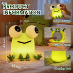 Frog Night Light with Big Eyes, Soft Silicone Nursery Night Light for Kids, Rechargeable Dimmable Frog Lamp with Timer, Room Decor Kawaii Toys and Gifts for Boys and Girls
