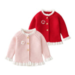 Baby Girls Fall Winter Cardigan Sweater Long Sleeve Button Knitted Outwear Tops Toddler Girl Clothes Princess Pink