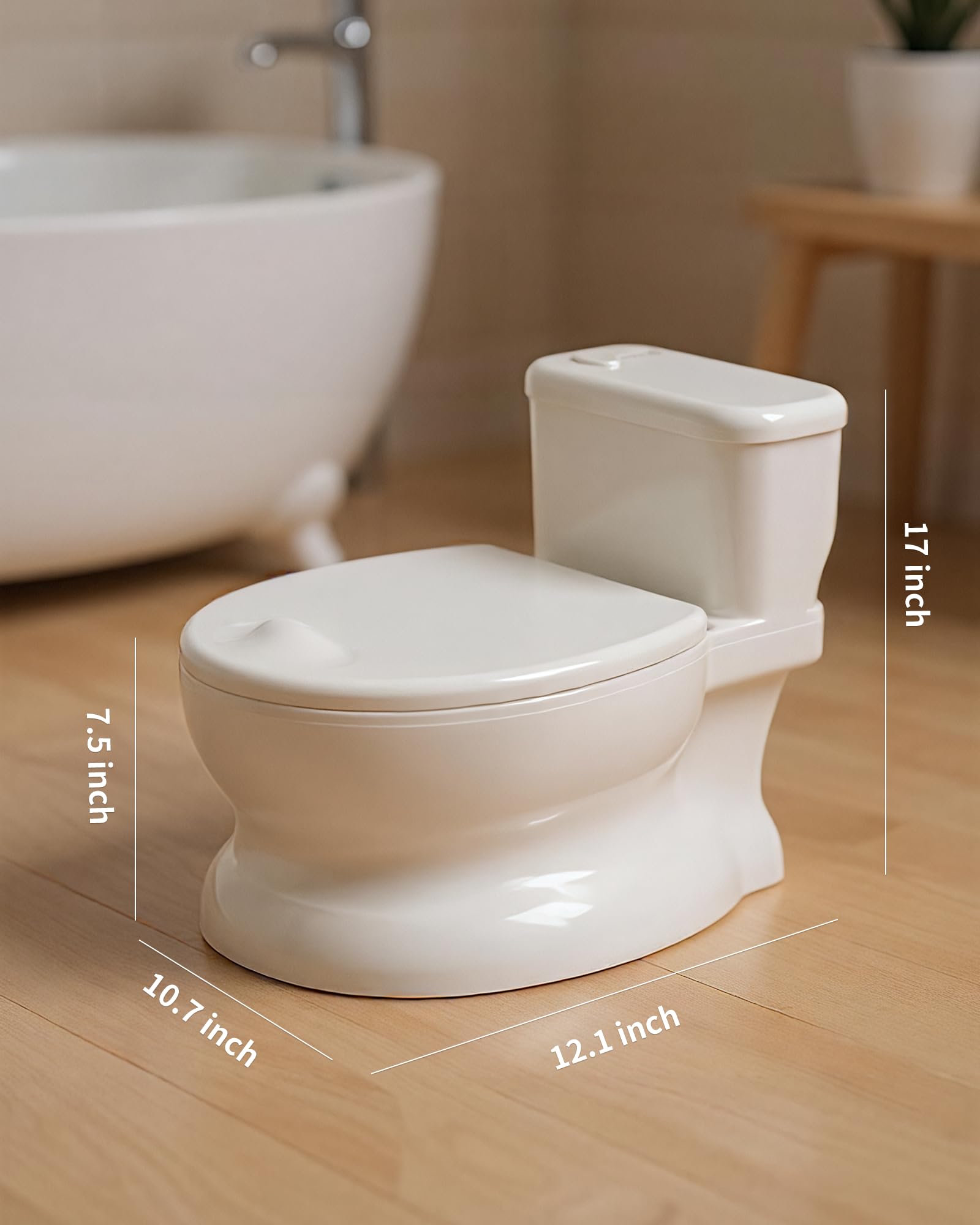 PipNest Realistic Potty Training Toilet - Flushing Sounds, Wipes Storage, Disposable Liners, Easy to Clean for Toddler Boys and Girls, White