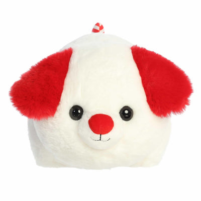 Aurora® Festive Spudsters™ Candy Cane Pup™ Stuffed Animal - Round Shape Makes for Comforting Cuddles - Perfect for Holiday Decorations or Gifts - White 11 Inches