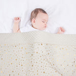 Donsonny Baby Blanket for Boys Girls Soft Minky with Double Layer Dotted Backing, Star and Moon Printed 30 x 40 Inch Receiving Blanket (Beige)
