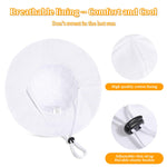Baby Girl Sun Hat with UPF 50+ Outdoor Adjustable Beach Hat with Wide Brim Bucket Hats (12-24 Months,White)