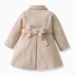 USKIDKK Toddler Baby Girl Clothes Jacket Coat Long Sleeve Solid Color Buttons Dress Coat Fall Winter Outfit (Beige,1-2T)