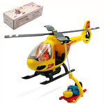 Wooden Train Cars Track Accessories Set Plane Toy with Light and Sound for Train Toys for 3-5-7 Boys Girls Years Old(Rescue Helicopter（with Light and Sound）)