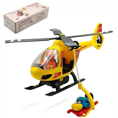 Wooden Train Cars Track Accessories Set Plane Toy with Light and Sound for Train Toys for 3-5-7 Boys Girls Years Old(Rescue Helicopter（with Light and Sound）)