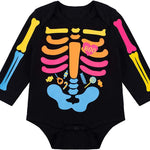 Baby Girls Newborn Skeleton Halloween Costume Outfit Funny Long Sleeve Skull Tulle Skirt Romper Set