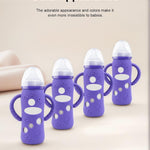 ZCH 4-Pack Silicone Sleeves with Handles for Lansinoh Glass Bottles, BPA-Free Drop-Resistant Baby Bottle Sleeves with Handles, Compatible with Lansinoh Anti-Colic Glass Baby Bottles (8 oz)