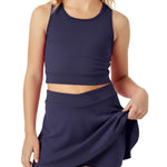 PATPAT Girls Skirt Sets Size 7-8 Years, Navy Blue Crop Tank Tops and Elastic Waisted Skorts 2 Piece Outfits, Girls Workout Outfits, Activewear Athletic Sets Summer Clothes