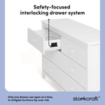 Storkcraft Alpine 6-Drawer Dresser (White) – GREENGUARD Gold Certified, White Dresser for Bedroom, Kids & Nursery Storage Drawers, Safety Interlocking Drawers, Pre-Installed Tracks, Kids Bedroom
