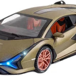 SASBSC Lambo Toy Cars Sian Fkp37 Diecast Metal Model Car with Light and Sound Pull Back Car Toys for Boys Age 3 + Year Old (Blue)