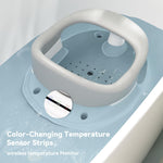 Baby Bath Seat for Babies 6 Months & Up - 360° Protection Bath Seats for Babies Sitting Up | Baby Bath Chair with Temperature Alert & Cushion | Toddler Bath Seat Newborn Infants Baby Bathtub Seat