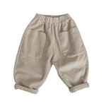 HUYISQ Toddler Boys Girls Loose Fit Corduroy Harem Pants Kids Casual Elastic Waist Jogger Trousers with Pockets Beige 12-24 Months