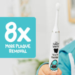 Made by Dentists Kids Electric Toothbrush - Rechargeable Vibrating Toothbrush with Timer, Includes 6 Replacement Heads, Gently Cleans Teeth, Kid & Toddlers Age 2+, Shark