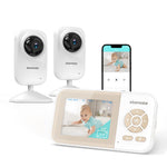 Ebermate baby monitor system with two cameras and a display on a white background