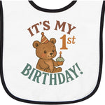 inktastic Cute Teddy Bear 1st Birthday Celebration Baby Terry Cloth Bib