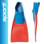 Sporti Adult-Kids Short Swim Fins, Floating Fin for Swimming & Snorkeling, Swim Flippers for Training - RedBlue - Little Kid 13-1