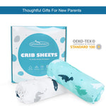 Crib Sheets for Boys or Girls 2-Pack, Fitted Crib Sheet 52'' x 28'' for Standard Crib & Toddler Mattress, Soft and Breathable Material, Baby Crib Sheets Neutral, Dinosaurs & Ocean