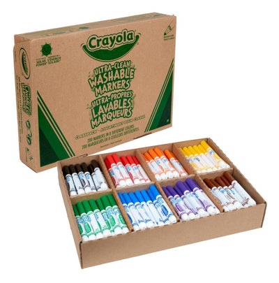Crayola Broad Line Washable Markers - 200ct, Bulk Markers for Kids, 8 Assorted Colors, School Classroom Arts & Crafts Supplies for Teachers, Ages 3, 4, 5