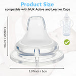 4 Pack Replacement Silicone Spout Compatible with NUK Active and Learner Cups, Clear Silicone Dishwasher Safe No Spill BPA Free Nipple Replacement Spouts