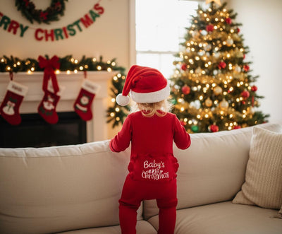 My First Christmas Baby Girl Outfit Long Sleeve Footed Romper Christmas Onesie Zipper Jumpsuit Newborn Clothes