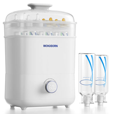 White Wondborn appliance with two clear containers on a white background