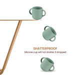 Mintlyfe Pack of 2 Silicone Drinking Mug Cup for Toddlers Kids (Natural/Cambridge Blue)