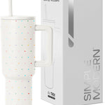 Simple Modern 40 oz Trek Tumbler with Handle and Straw Lid | Cup Holder Friendly Insulated Stainless Steel Travel Mug | Almond Birch