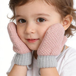HKSICHENGKEJI Toddler Winter Warm Mittens Baby Soft Plush Gloves Knit Fleece Lined Ski Snow Gloves for Boys Girls 1-3 Years