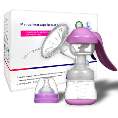 JADE KIT Manual Breast Pump - Adjustable Suction Silicone Hand Pump Breastfeeding, Small Portable Manual Breast Milk Catcher Baby Feeding Pumps & Accessories, Purple, Mother’s Day Gifts