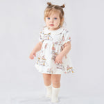 pureborn Baby Girls Dress Cotton Short Sleeve Casual Dress with Bloomer Animal Paradise 12-18 Months