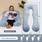 Chilling Home Pregnancy Pillows - U Shaped Maternity Pillow for Pregnant Women with Velvet Removable Cover - 55 inch Pregnancy Pillows for Sleeping - Body Pillows for Adults Full Support - Grey
